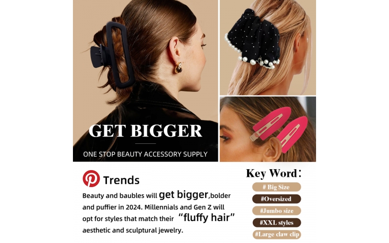 St Future Jumbo Hair Claw Clip hairpin scrunchie get bigger  big size oversized jumbo size XXL styles large claw clip