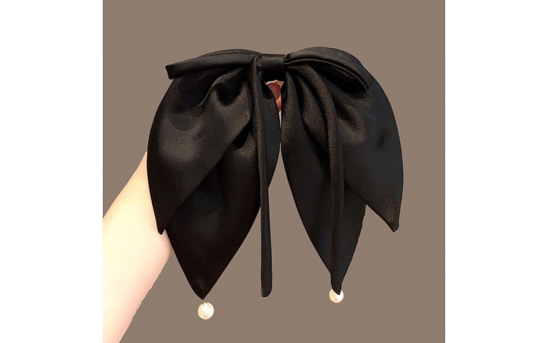 St Future New Large Bow Hair Clip Black Ribbon Top Clip Back-of-Head Barrette Trendy Must-Have - Customizable Style, Color, Size, Hair Accessories Manufacturer