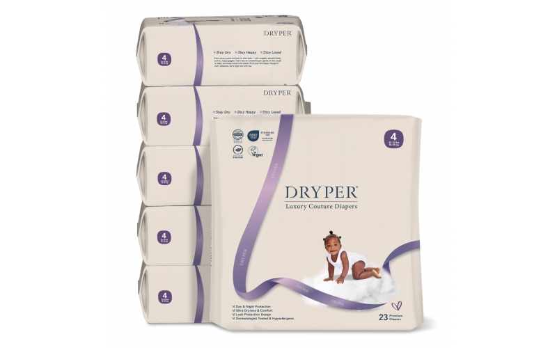St Future Dryper Luxury Couture Baby Diapers Size 4 (10–15kg), 23 Count – Ultra Dry & Leak Protection, Hypoallergenic, Vegan, OEKO-TEX Certified, Day & Night Comfort production industrial