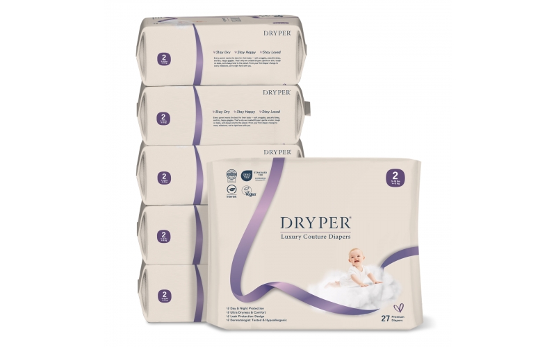 St Future Dryper Luxury Couture Baby Diapers Size 2 (4–8kg), 27 Count – Ultra Dry & Leak Protection, Hypoallergenic, Vegan, OEKO-TEX Certified, Day & Night Comfort production industrial
